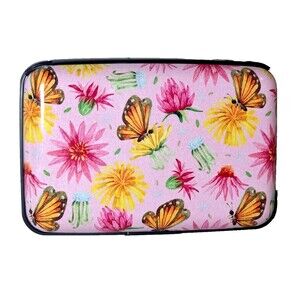 Total Vision RFID Card Case Butterfly Flowers Ultra Slim Lightweight Metal NEW